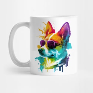 Colourful Cool Corgi Dog with Sunglasses Mug